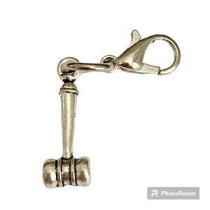Law Gavel Clip On Charm Zipper Pull Silver Tone Attorney Paralegal Lawyer Gift